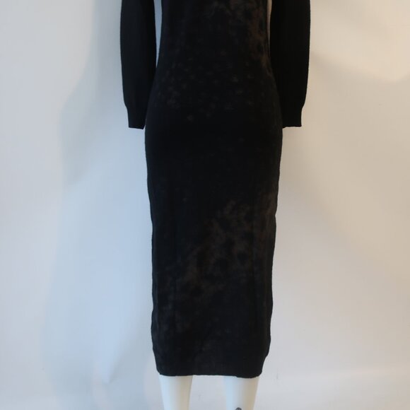 Womens Krizia Maglia Wool Angora Black Brown Tie Dye Midi Sweater Dress 40 US/XS - Picture 14 of 16